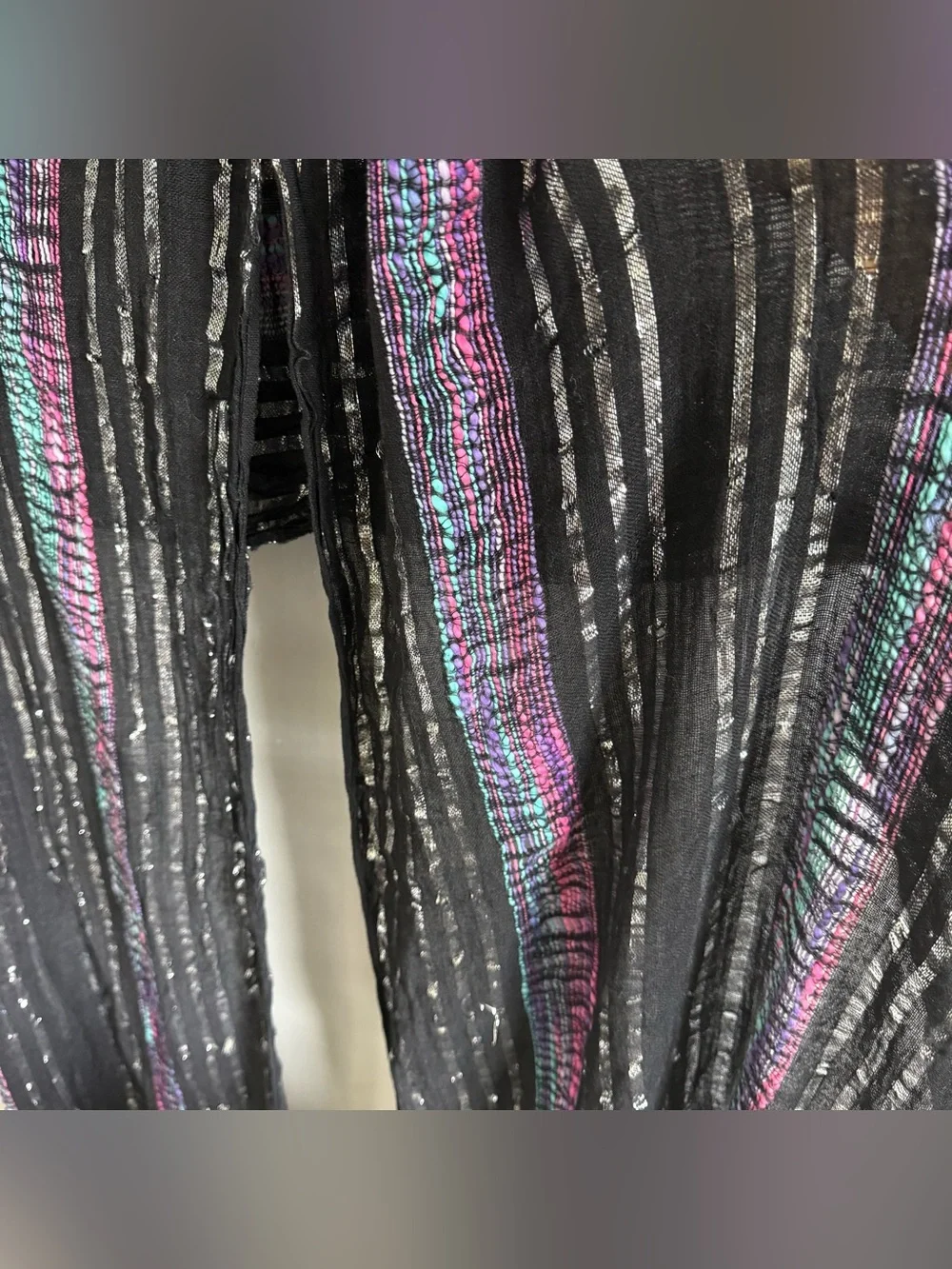 Vintage Y2K Gauzy Lightweight Woven Black, Silver, Multicolor Scarf or Wrap